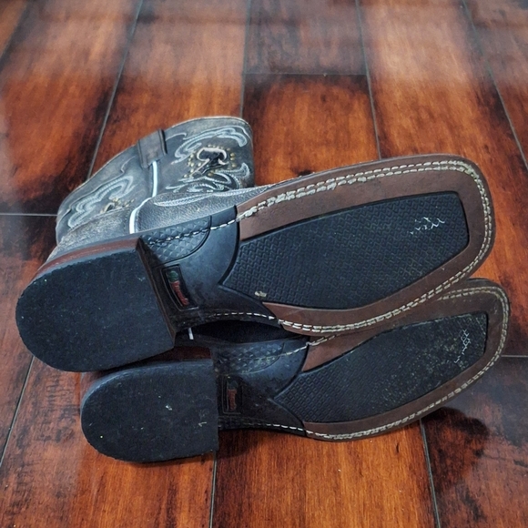 Laredo Spellbound Black Tan Leather Square Toe West Cowgirl Boot Size 9 - Picture 9 of 10